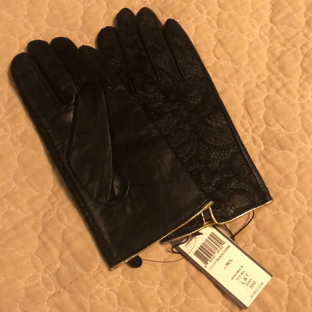 BCBG Maxazria black leather gloves